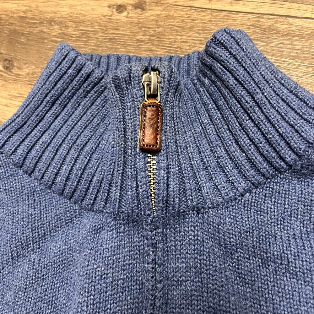 Polo Ralph Lauren Cotton Quarter Zip Sweater XXL Blue Pony Mock Neck Old Money - Picture 6 of 13